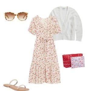 OLD NAVY - Floral Tiered Tie-Belt Shift Dress